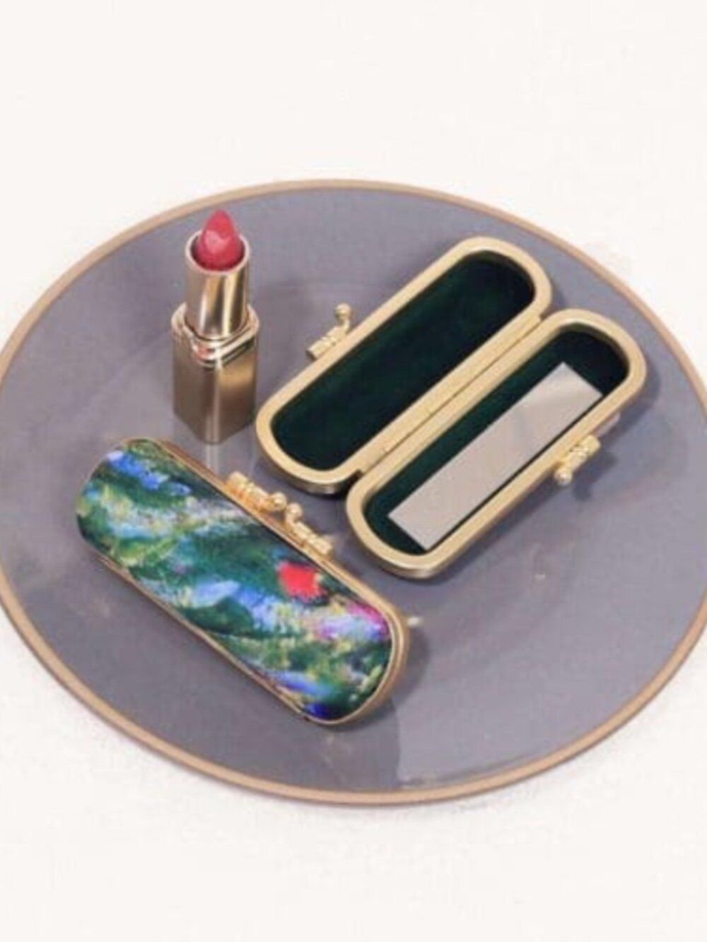 Monet Inspired Print Lipstick Case w/ Mirror | Alice Garden